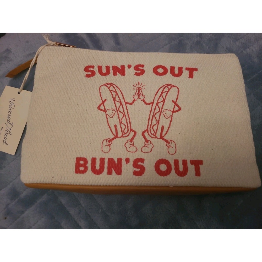 New With Tags Universal Thread Sun's Out Bun's Out Zipper Pouch Red/Cream